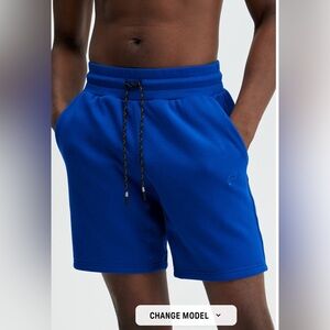 Fabletics men's The Postgame gym lounge fleece sweat shorts